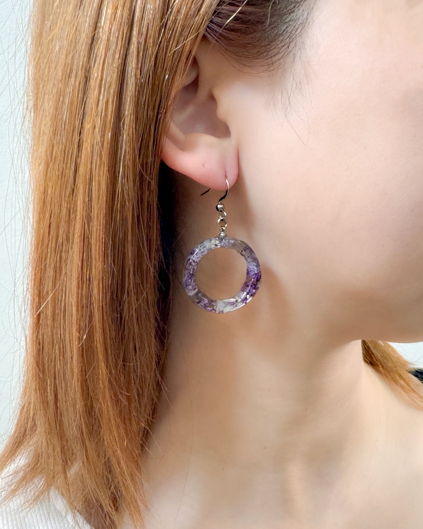 No.002 オレンジとぶどう  ピアス 一点物