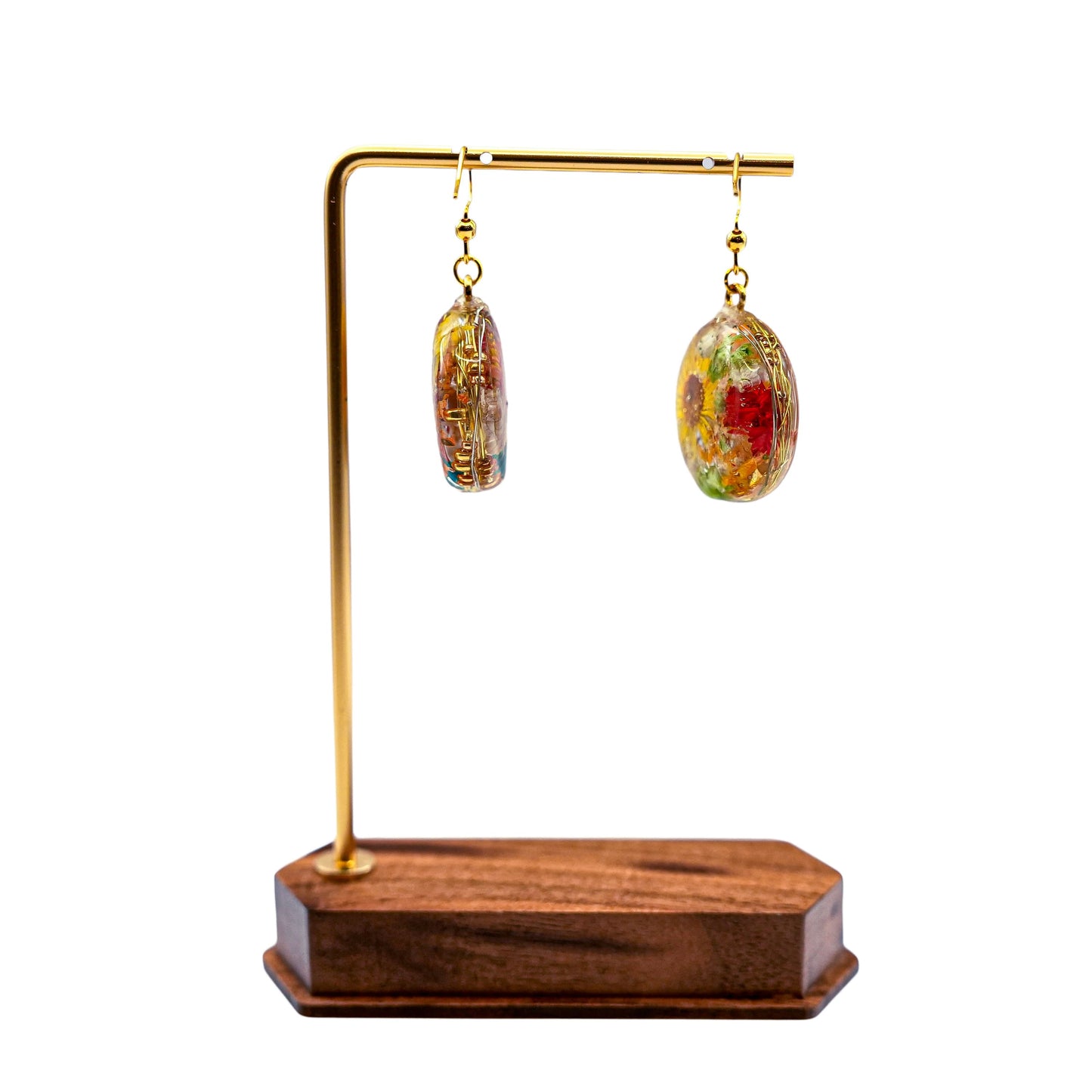 No.072 Flower drops gold  ピアス 一点物