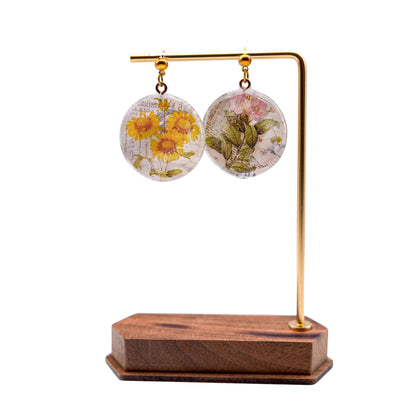 No.052 花と鳥のサークル ピアス 一点物