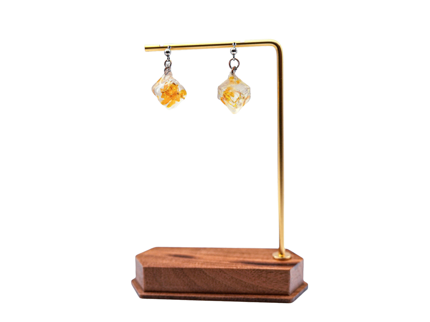 No.015 キンモクセイcube  ピアス 一点物