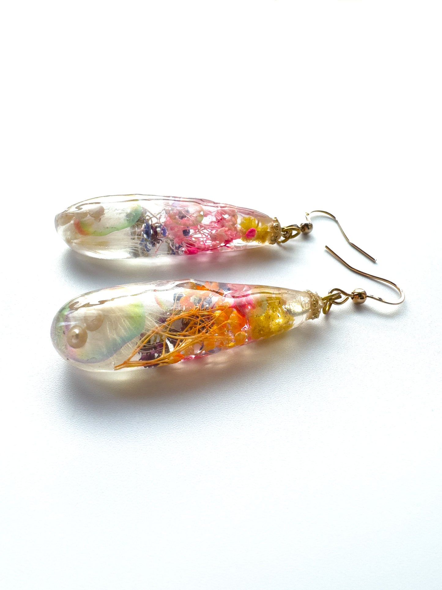 No.049 オレンジの涙 ピアス 一点物