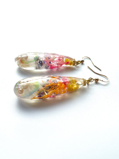 No.049 オレンジの涙 ピアス 一点物