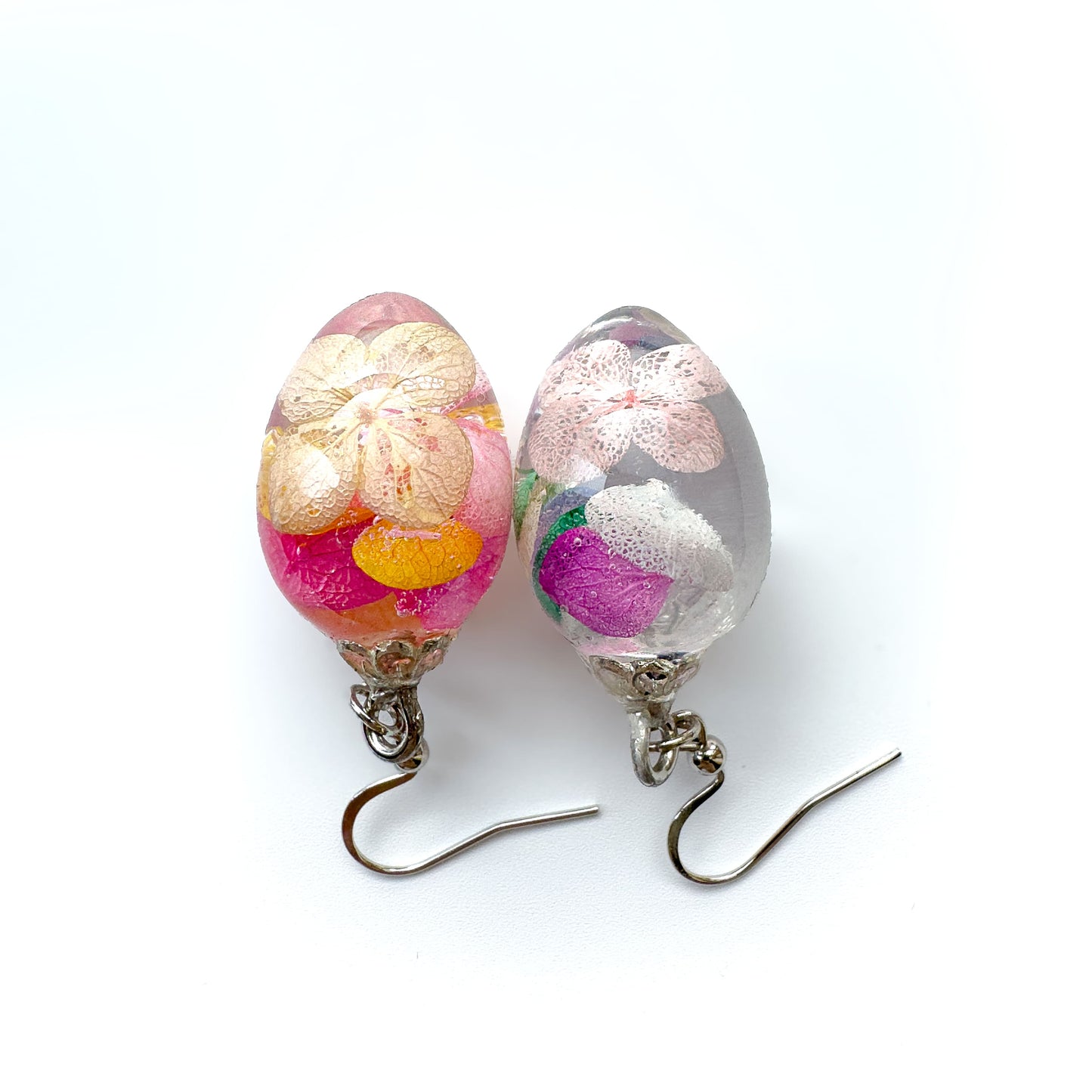 No.055 アジサイピンク ピアス 一点物