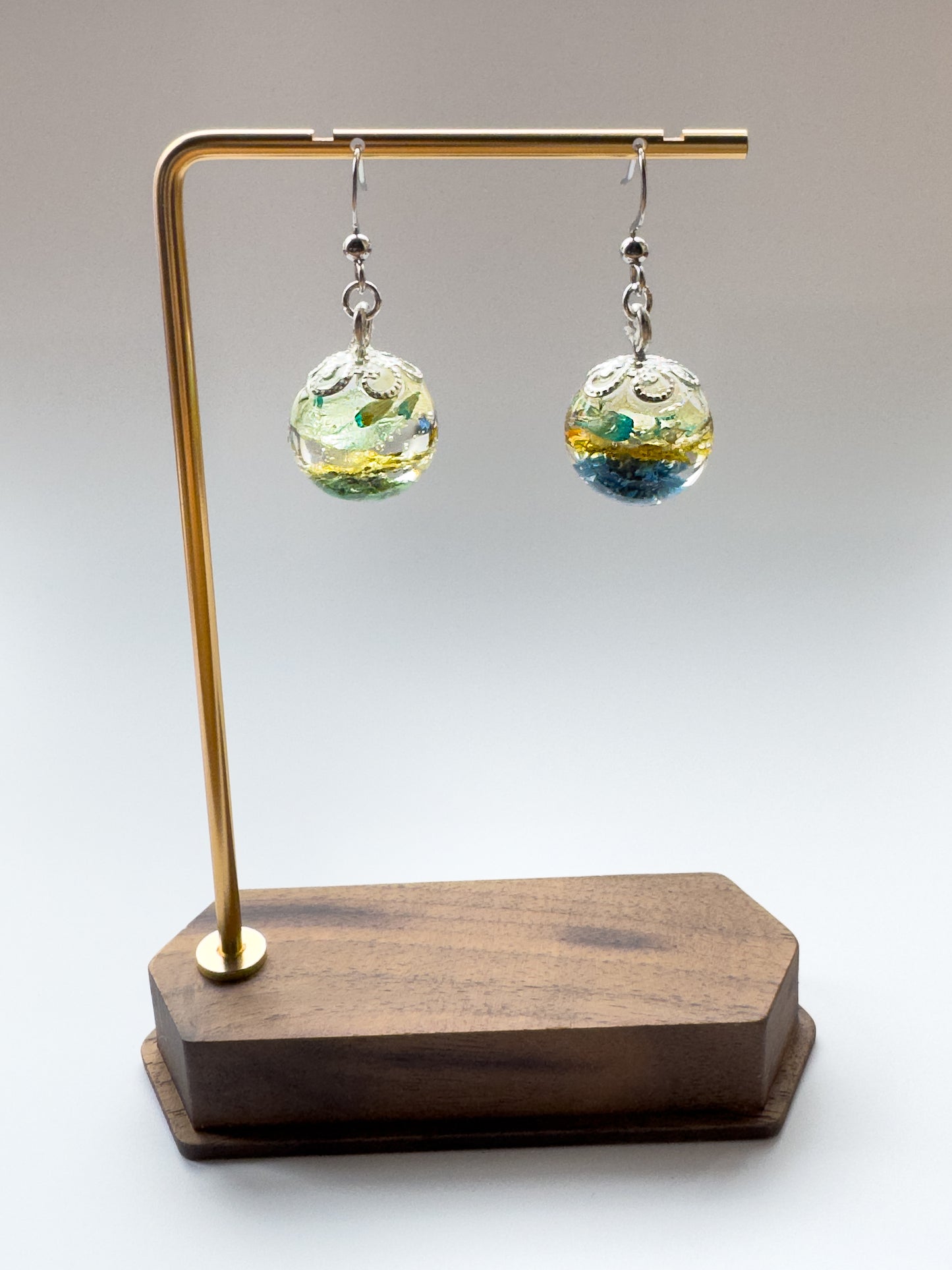 No.025 青い砂漠 ピアス 一点物