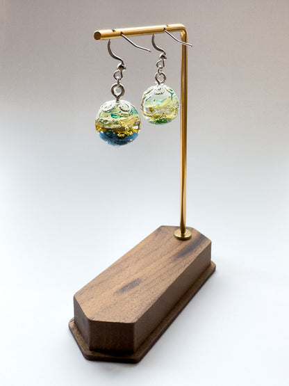 No.025 青い砂漠 ピアス 一点物