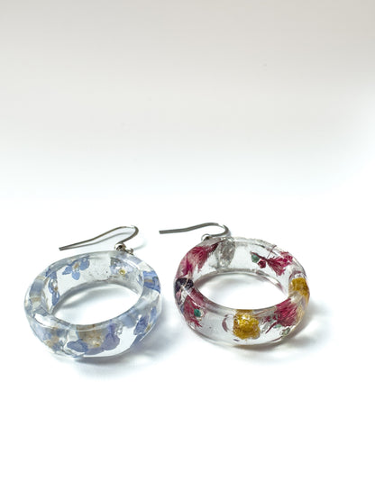 No.007 ブルーとワインレッドのアンサンブル ピアス 一点物